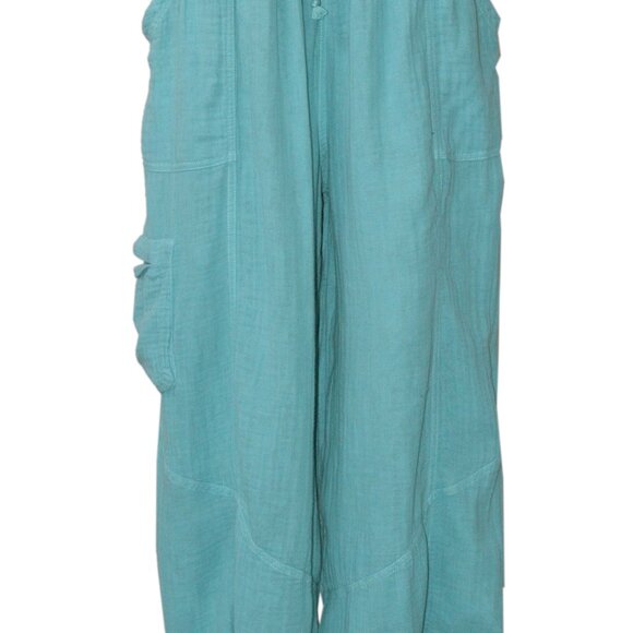 Three Bird Nest Cool Coast Wide-Leg Pants Teal Pocket Drawstring S - Picture 5 of 8